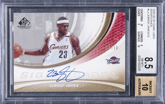 2005-06 SP Game Used Significance #LJ LeBron James Signed Card (#02/10) - BGS NM-MT+ 8.5/BGS 10